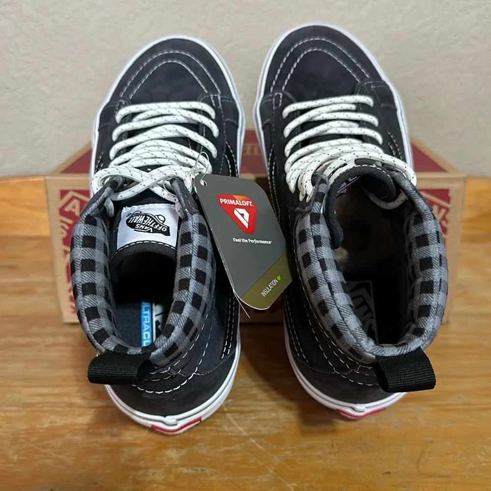 Vans Sk8-Hi Mte 1 plaid grey white ultra Cush allweather men’s 8 or women’s 9.5
